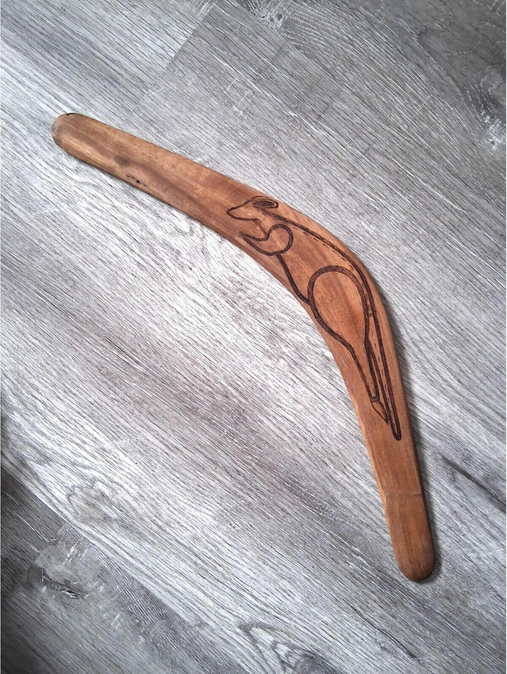 Vtg Aboriginal Monero Tribe Australian Boomerang Handcrafted Tribal Kangaroo Art